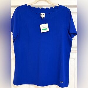 NWT SZ L Anne Klein Royal Blue Short Sleeve Tee
